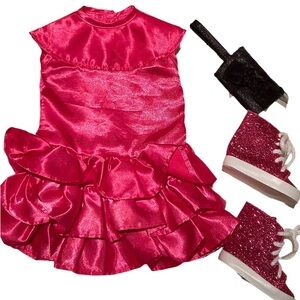 Sparkling Pink Doll Dress with Glitter Sneakers